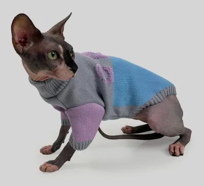 Свитер для котов вязаный CAT голубо-серый