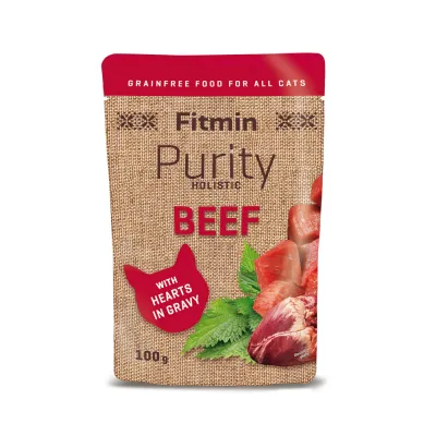 Паштет для кошек Fitmin cat Purity pouch Beef with hearts, 100г