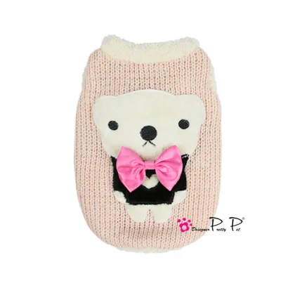 Светр для собак Pretty Pet з Мишкою, велика в’язка з плюшевим коміром, рожевий