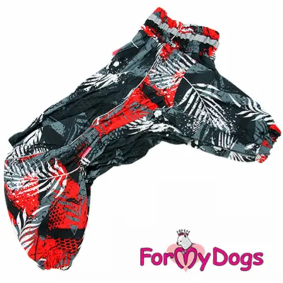 Зимовий комбінезон для великих собак For My Dogs "Гілочки" чорний