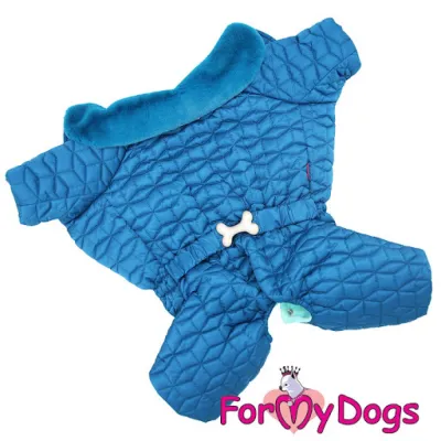Зимовий комбінезон для великих собак For My Dogs "Прошивка" синій