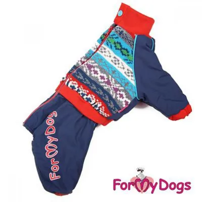 Зимний комбинезон для собак For My Dogs «Вязанная Спинка» синий