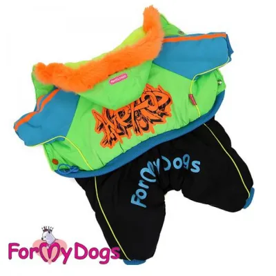 Зимовий комбінезон для собак For My Dogs «Граффіті» зелений