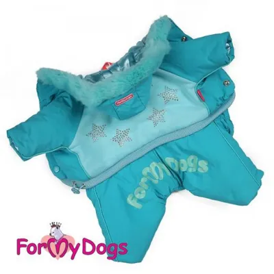 Зимовий комбінезон для собак For My Dogs «Зірочки з каменів» блакитний