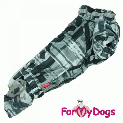 Зимовий комбінезон для собак For My Dogs «Розводи» для порід Такси та Вельш Корги, сірий
