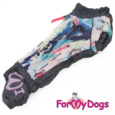 Зимовий комбінезон для собак For My Dogs "Разводы" для такс і вельш коргі, фіолетовий
