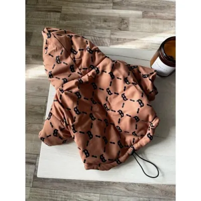 Зимова куртка для собак BURBERRY з капюшоном, на блискавці, коричнева