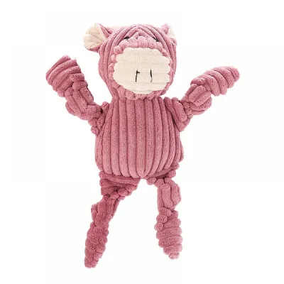 Игрушка для собак Вельветовая Хрюшка, с пищалкой, 29см, розовая