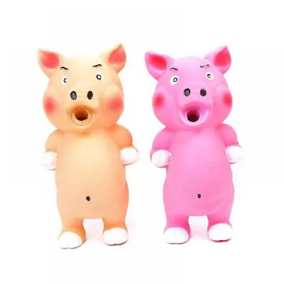 Игрушка для собак Деловая Хрюшка, латексная, с пищалкой, желтая 20см