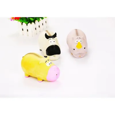 Игрушка для собак КОРОВА, латексная, с пищалкой, бежевая 15см