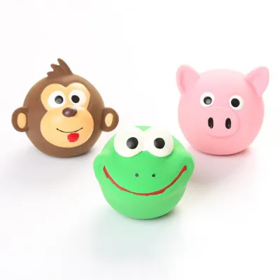 Игрушка для собак Маленькая круглая свинка, латексная, с пищалкой, розовая 6см