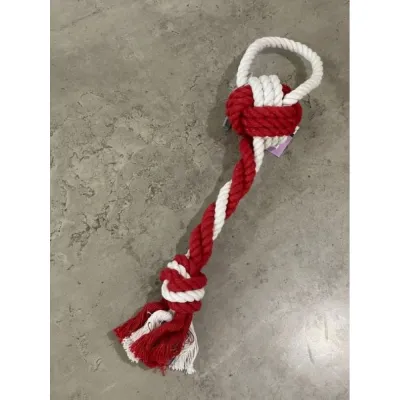 Игрушка для собак канатная Мяч с ручкой и узел из каната, красный
