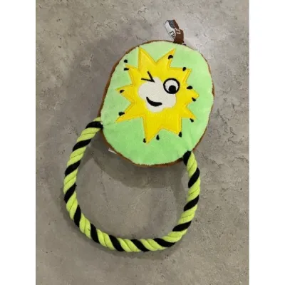 Игрушка для собак плюшевая Charming Toy DRAWSTING КИВИ с пищалкой и канатом 10*13cm