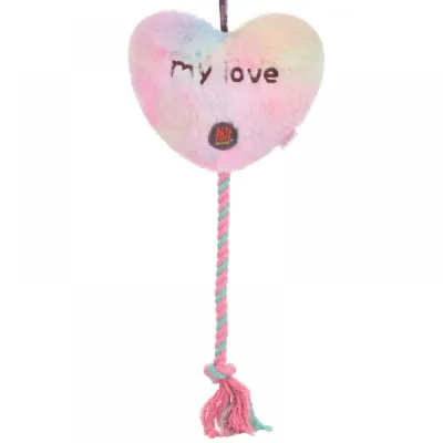 Игрушка для собак плюшевая Charming Toy DREAM LOVE Сердечко с пищалкой и канатом 17*40cm