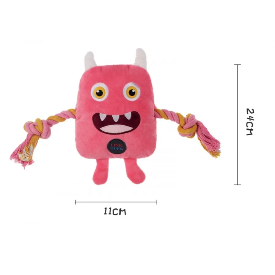 Игрушка для собак Charming Toy Monster Series Монстр с канатами и пищалкой, 24cm розовый — фото 1