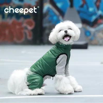 Зимовий комбінезон для собак Cheepet "Дутик" двосторонній зелений