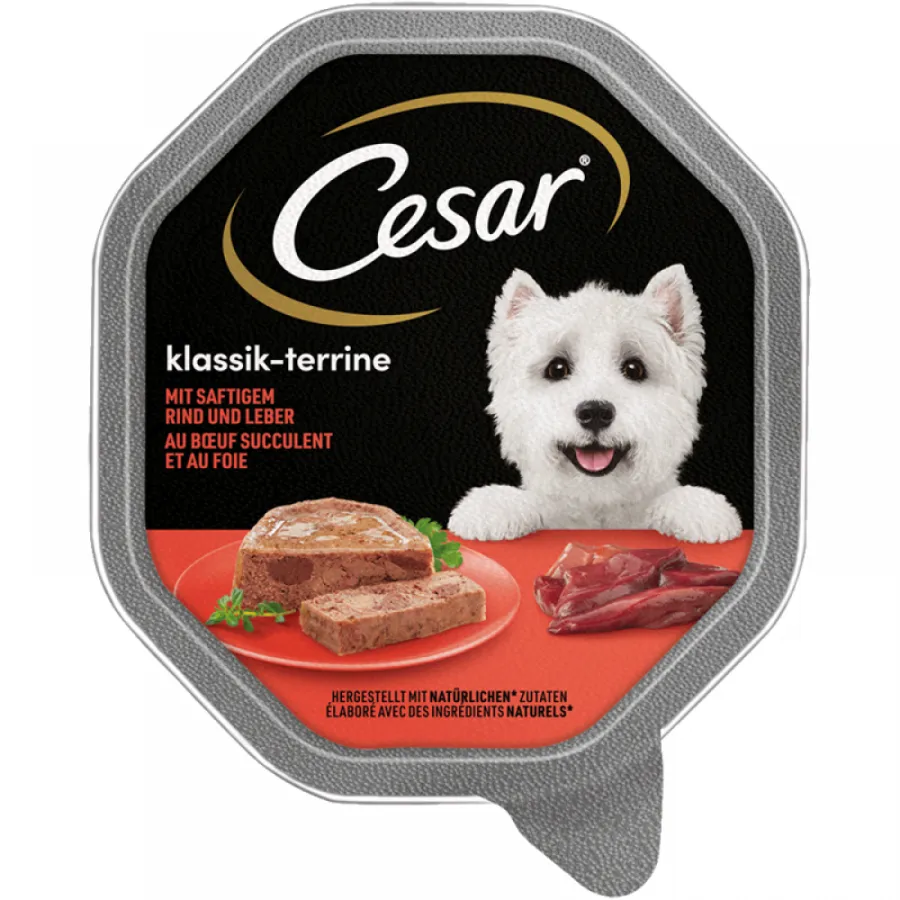 Консервы для собак CESAR Паштет "Classic" с сочным бычком и печенью 150г — фото 1