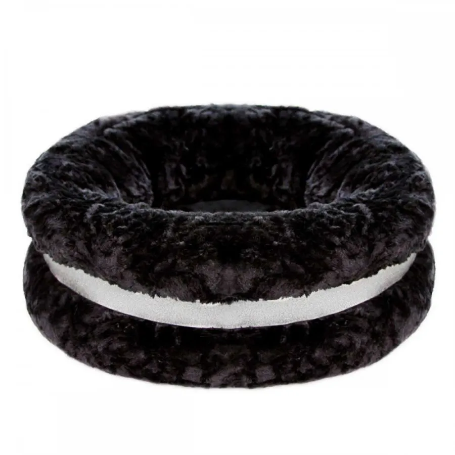 Круглая лежанка для собак и кошек Is Pet Oreo fleece bed, черная — фото 1
