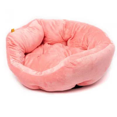 Плюшевая лежанка для собак и кошек Lovable Dog Luxury round bed, персиковая