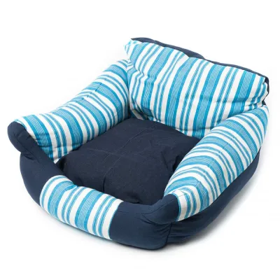 Лежанка джинсова для собак і котів Lovable Dog "Stripe bed" блакитного кольору з смугами