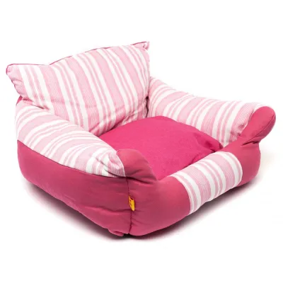 Джинсовая лежанка для собак и кошек Lovable Dog "Stripe bed" розовая с полосами