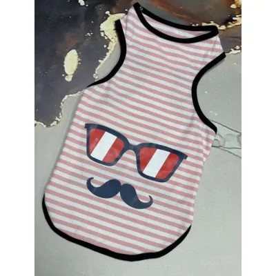 Майка для собак Multibrand "Glasses mustache" рожева