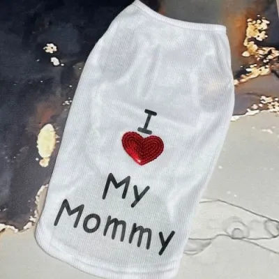 Майка для собак Multibrand "I love my mommy" біла