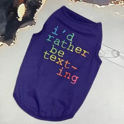 Майка для собак Multibrand "I'd Rather be Texting" синя