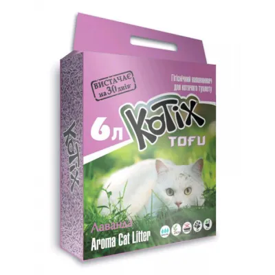 Наполнитель для кошачьих туалетов KOTIX TOFU Лаванда 6L