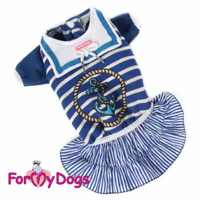 Сукня для собак For My Dogs «Якір» блакитна