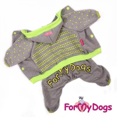 Трикотажний комбінезон для собак For My Dogs принт Кольорові півсфери, з капюшоном, лимонного кольору