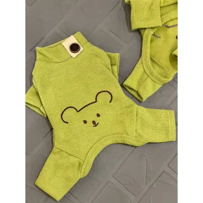 Трикотажний комбінезон для собак Cheepet із малюнком мишки на спинці, зелений