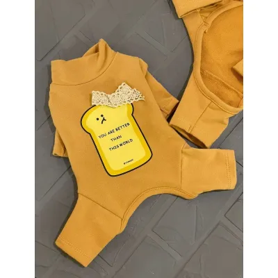 Трикотажний костюм для собак Cheepet з принтом у вигляді тосту, рудий