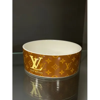 Миска для собак і котів керамічна одинарна Louis Vuitton коричнева