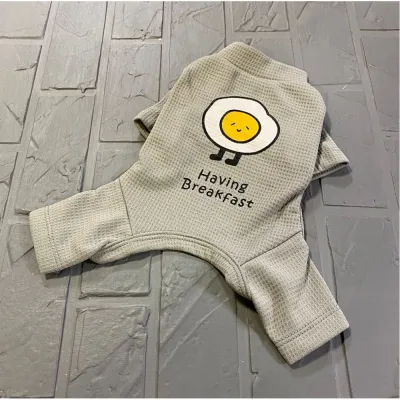 Вафельний костюм для собак Cheepet «Любимий Сніданок» Яєчня на спинці, без резинок навколо лап, сірий