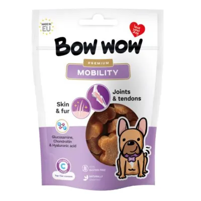 Ласощі для собак Bow wow Mobility снеки, покращує опорно-рухову систему, шкіру та шерсть, 60 гр