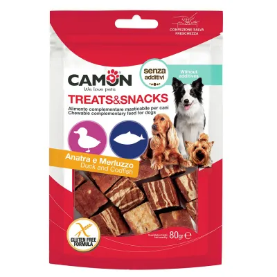 Лакомство для собак Camon мясные кубики из утки и трески, 80 г