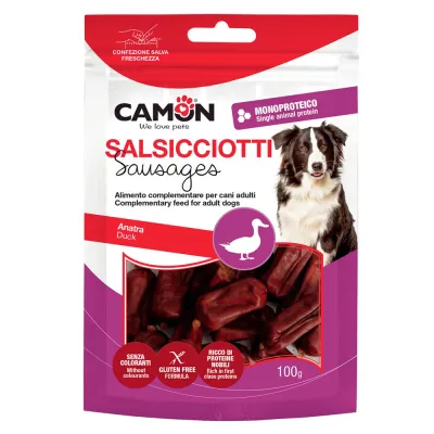 Лакомство для собак Camon мясные мини-колбаски из утки, 100 г