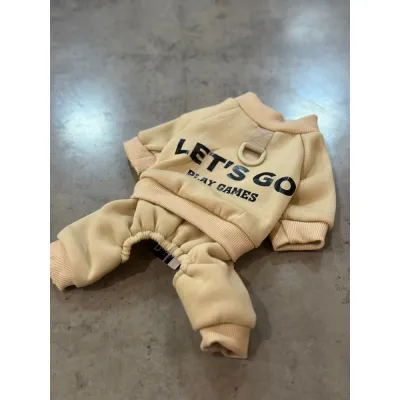 Трикотажний костюм для собак Let' go з кільцем на спинці під повідець, бежевий