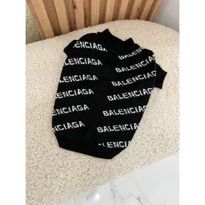 Светр для собак Balenciaga двошарове в’язання, з написами з боків, чорний