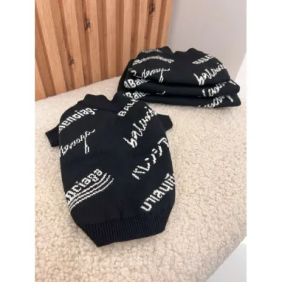 Светр для собак Balenciaga New Collection 23/24 двошарова в’язка, з написами по спинці, чорний