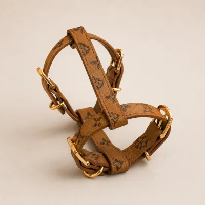 Шлея для собак LOUIS VUITTON з квітковим рисунком, рудий