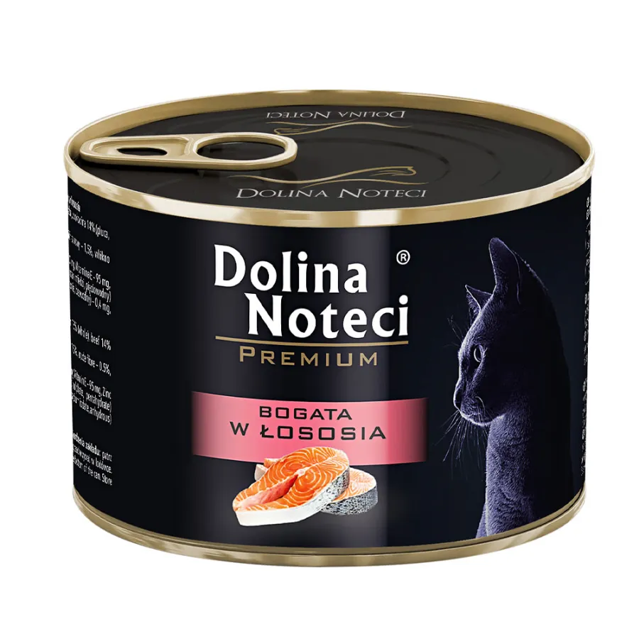 Консервы для котов Dolina Noteci Premium Cat для котов с мясными кусочкамив соусе с лососем, 185 гр — фото 1