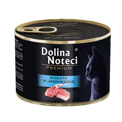 Консервы для котов Dolina Noteci Premium Cat для котов с мясными кусочкамив соусе с ягненком, 185 гр