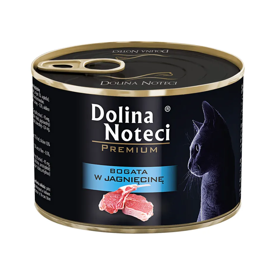 Консервы для котов Dolina Noteci Premium Cat для котов с мясными кусочкамив соусе с ягненком, 185 гр — фото 1