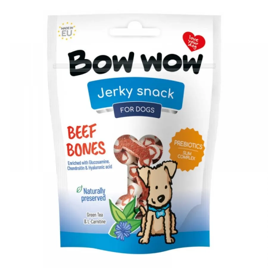 Лакомство для собак "Bow wow" снеки из говядины в виде косточек, 80 г — фото 1