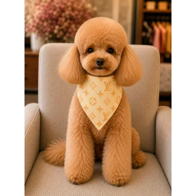 Бандана для собак і котів Louis Vuitton Yellow | Жовта бандана для улюбленців на кнопках