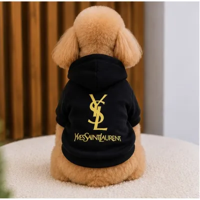 Худі для собак і котів YSL Black Gold | Чорна тепла толстовка для улюбленців з капюшоном
