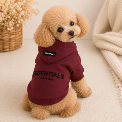 Худи Essentials Love of Dog бордовый | Теплая толстовка с капюшоном для собак и кошек