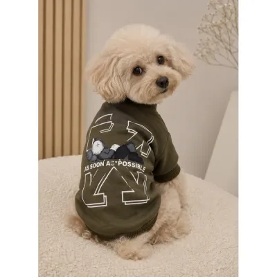 Теплий світшот Off White ASAP Teddy хакі для собак і котів | Утеплена кофта для улюбленців